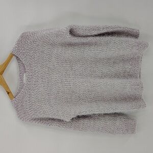 Olive & Oak Eyelash Sweater Size Medium Purple White Fuzzy Long Sleeve